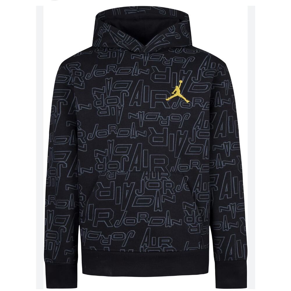 Jordan Boys‎ Take Flight Printed Pullover Hoodie Activewear Gym Black Size XL